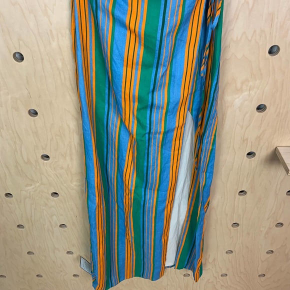 Staud Women’s Celestine Wrap-Effect Linen Stripe Ibiza Dress Size 6 - Picture 9 of 10